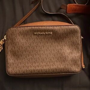 Michael Kors Tan and Brown Messenger Bag